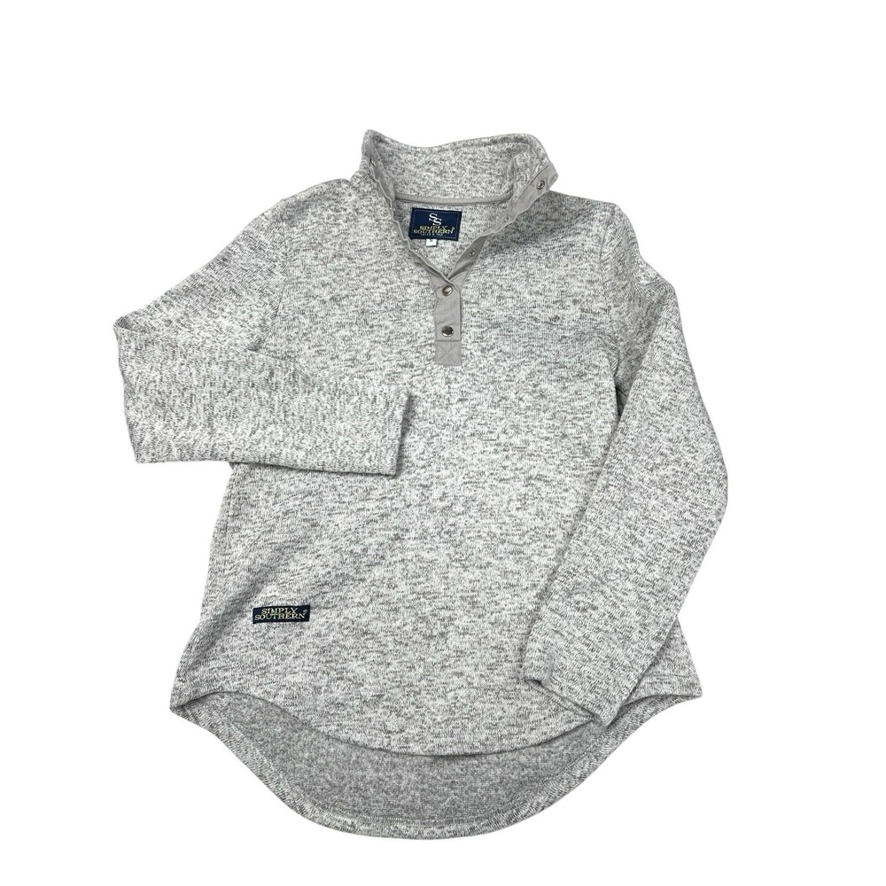 Simply Southern 1/4 Snap Fleece Pullover‎ Womens Small Sweater Knit Top